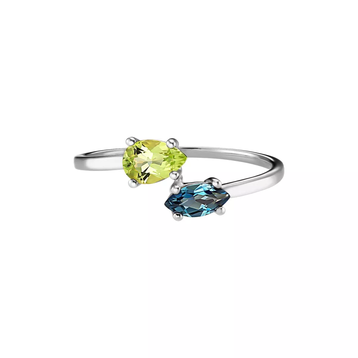Inele - Inel Eva Nobile cu London topaz si peridot, din aur alb de 14K, cellini.ro