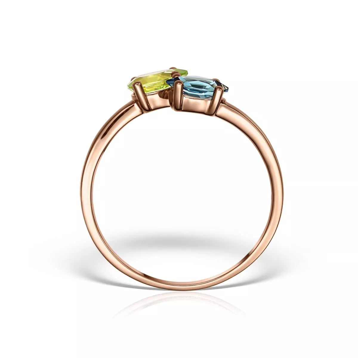 Inel Eva Nobile cu London topaz si peridot, din aur roz de 14K