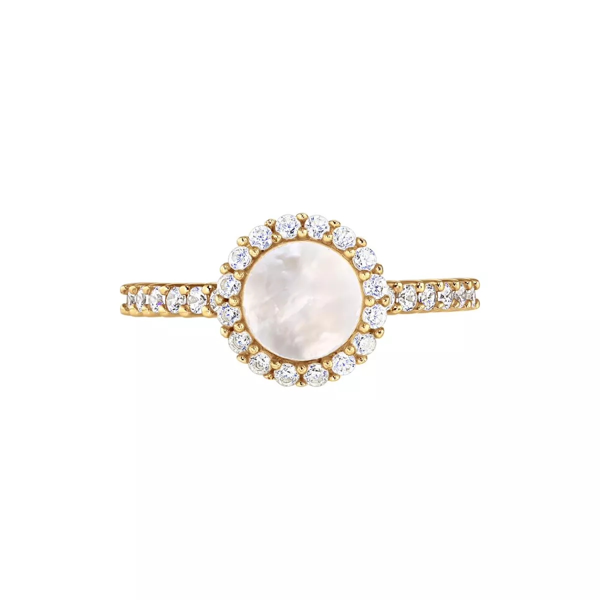 Inele - Inel Eva Nobile cu sidef si zircon, din aur galben de 18K, cellini.ro