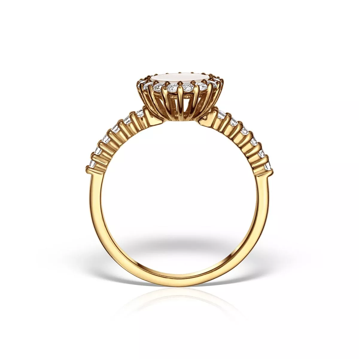 Inel Eva Nobile cu sidef si zircon, din aur galben de 18K
