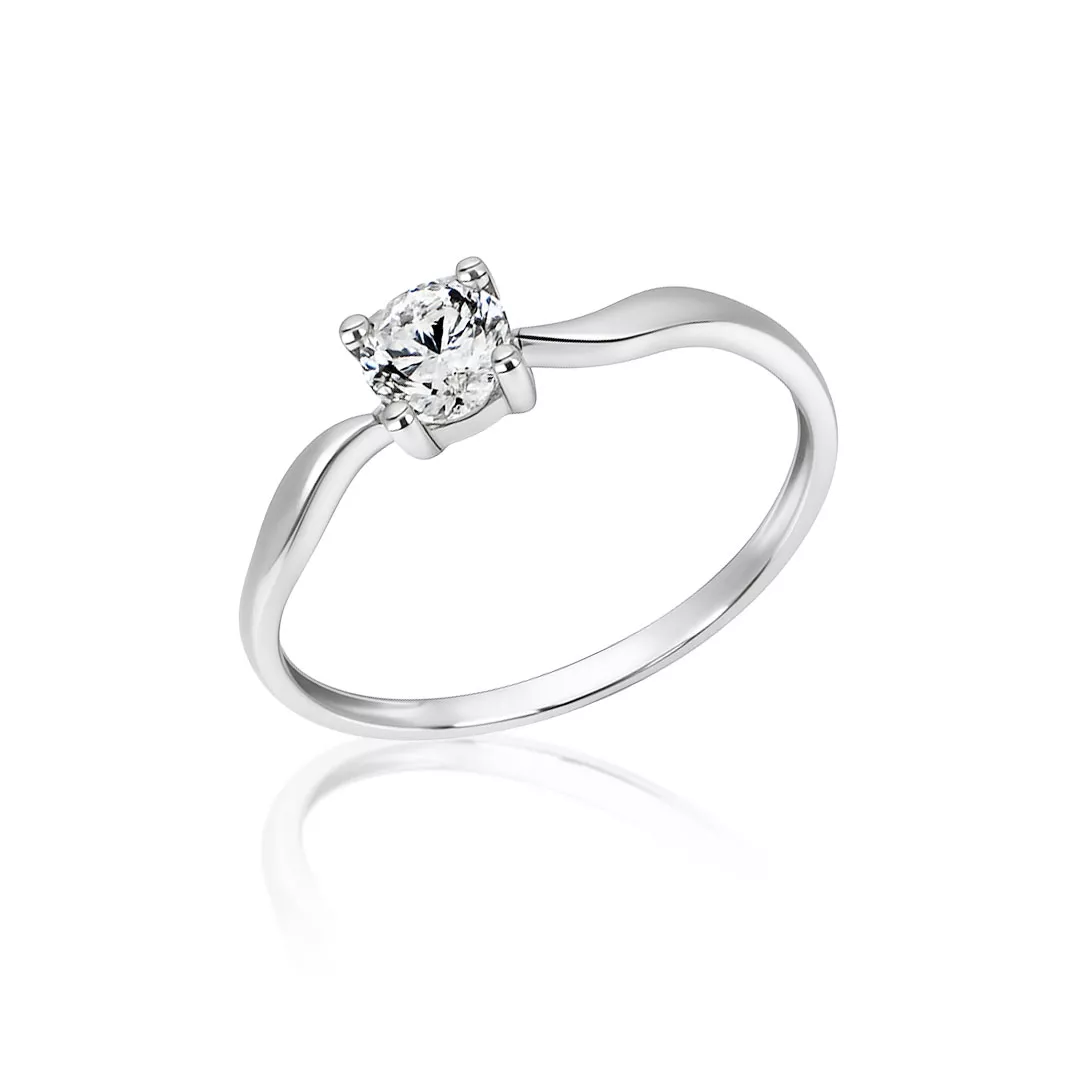 Inel Eva Nobile cu zircon, din aur alb de 14K