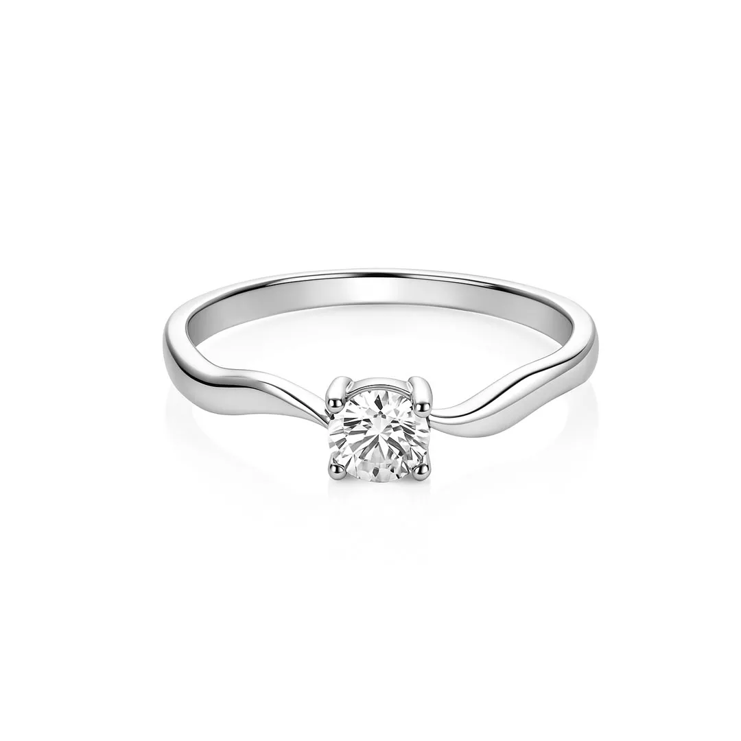 Inele - Inel Eva Nobile cu zircon, din aur alb de 14K, cellini.ro