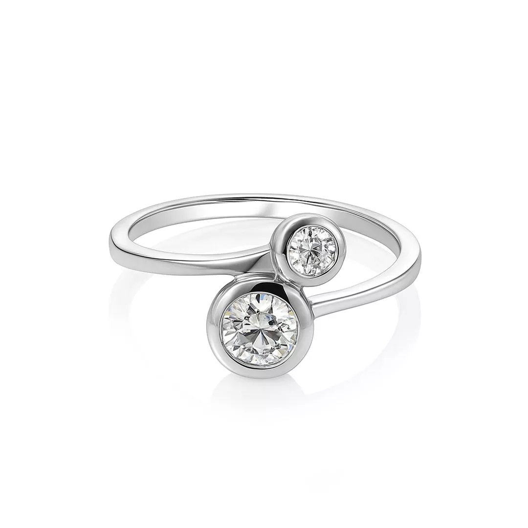 Inele - Inel Eva Nobile cu zircon, din aur alb de 14K, cellini.ro