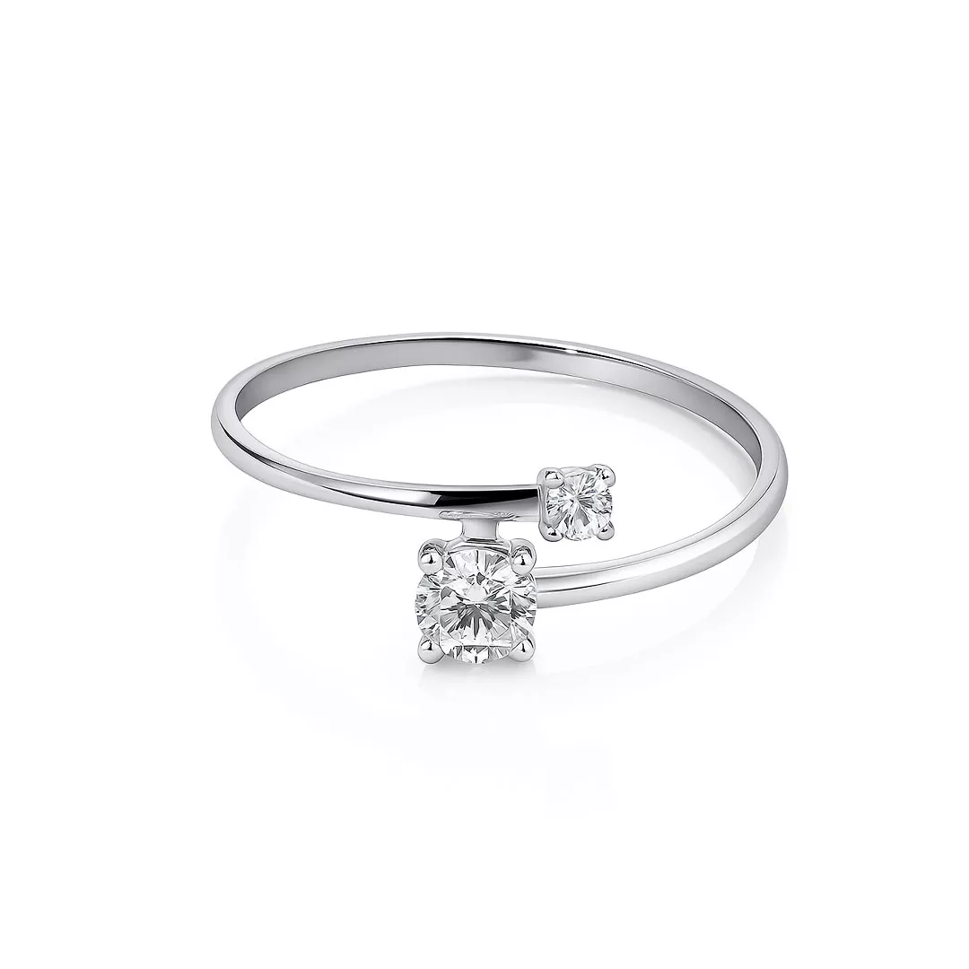 Inele - Inel Eva Nobile cu zircon, din aur alb de 14K, cellini.ro