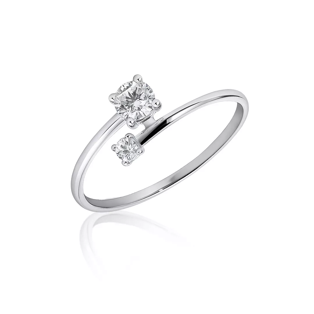 Inel Eva Nobile cu zircon, din aur alb de 14K