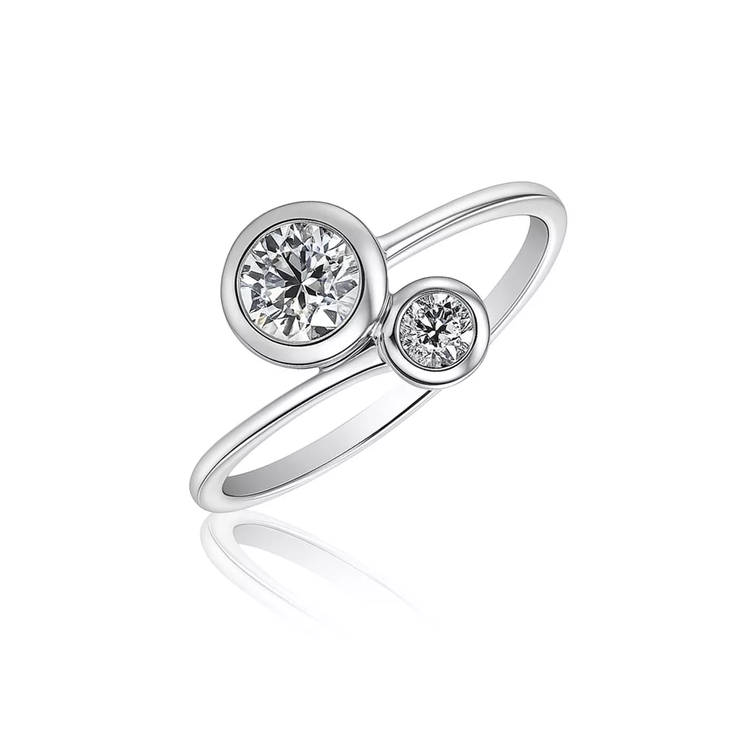 Inel Eva Nobile cu zircon, din aur alb de 14K