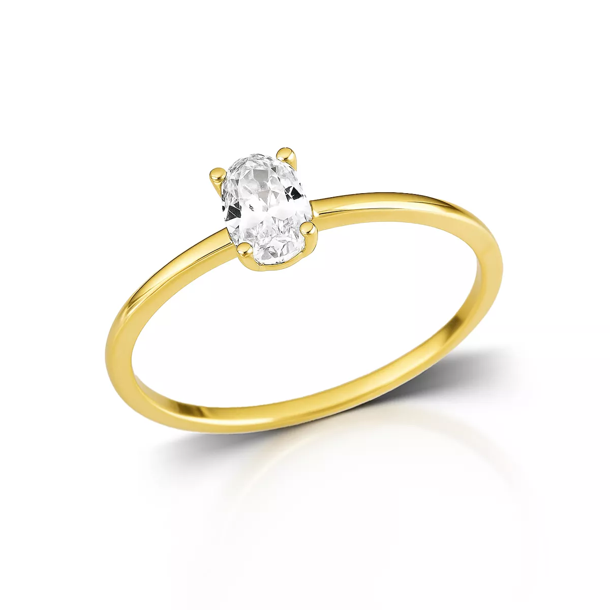 Inel Eva Nobile cu zircon, din aur galben de 14K