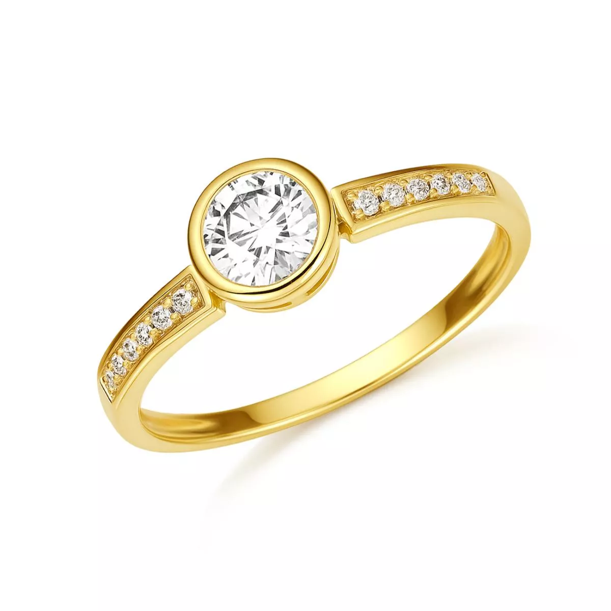 Inel Eva Nobile cu zircon, din aur galben de 14K