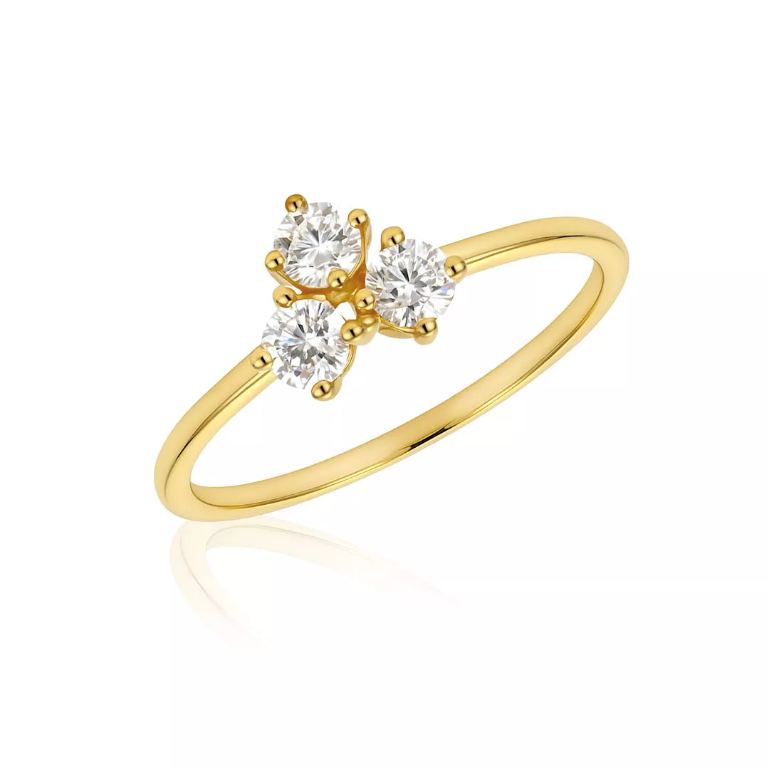 Inel Eva Nobile cu zircon, din aur galben de 14K