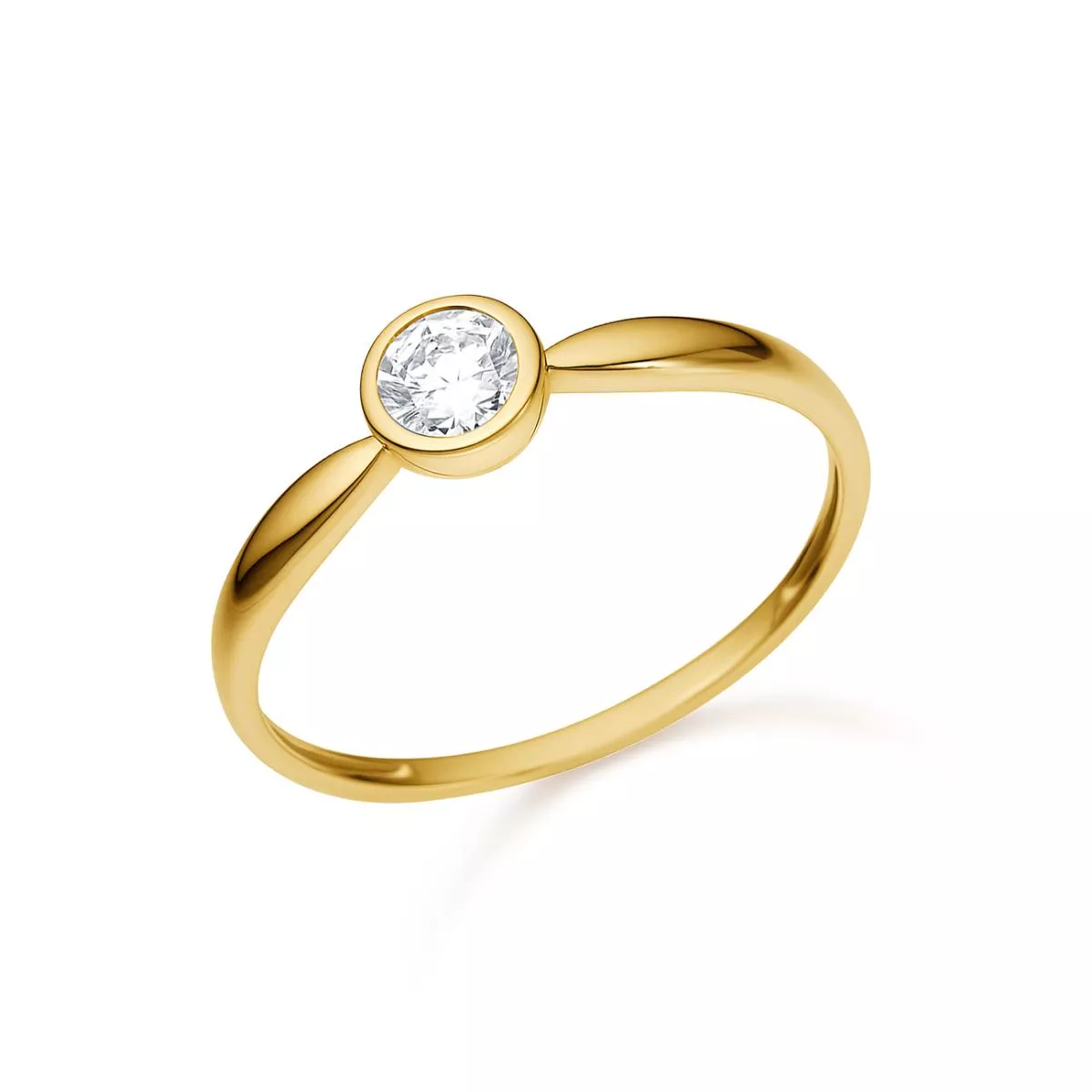 Inel Eva Nobile cu zircon, din aur galben de 14K