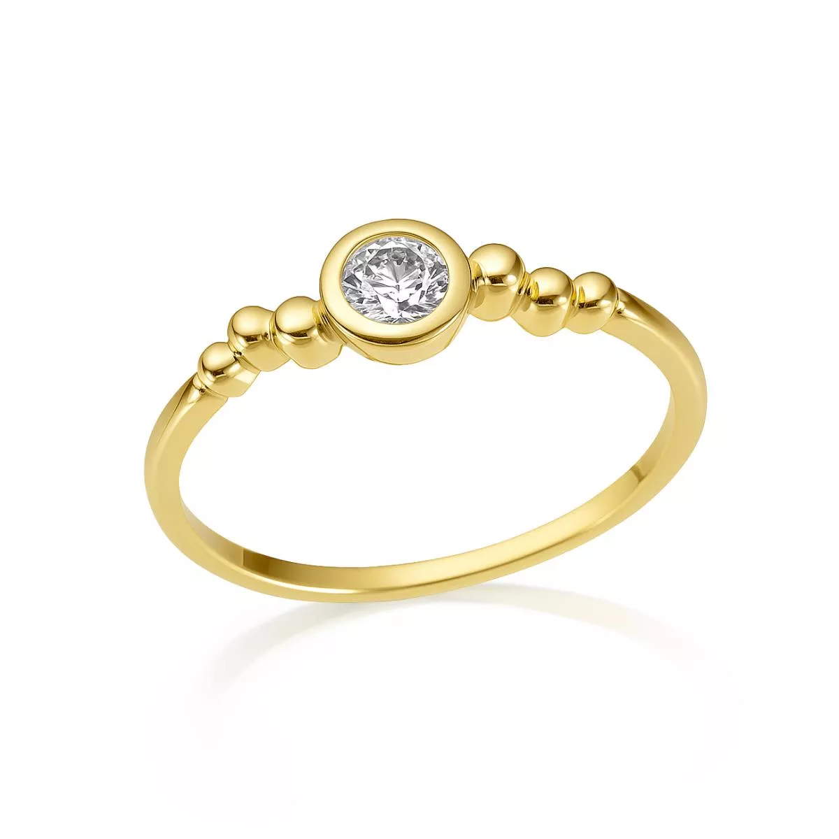 Inel Eva Nobile cu zircon, din aur galben de 14K