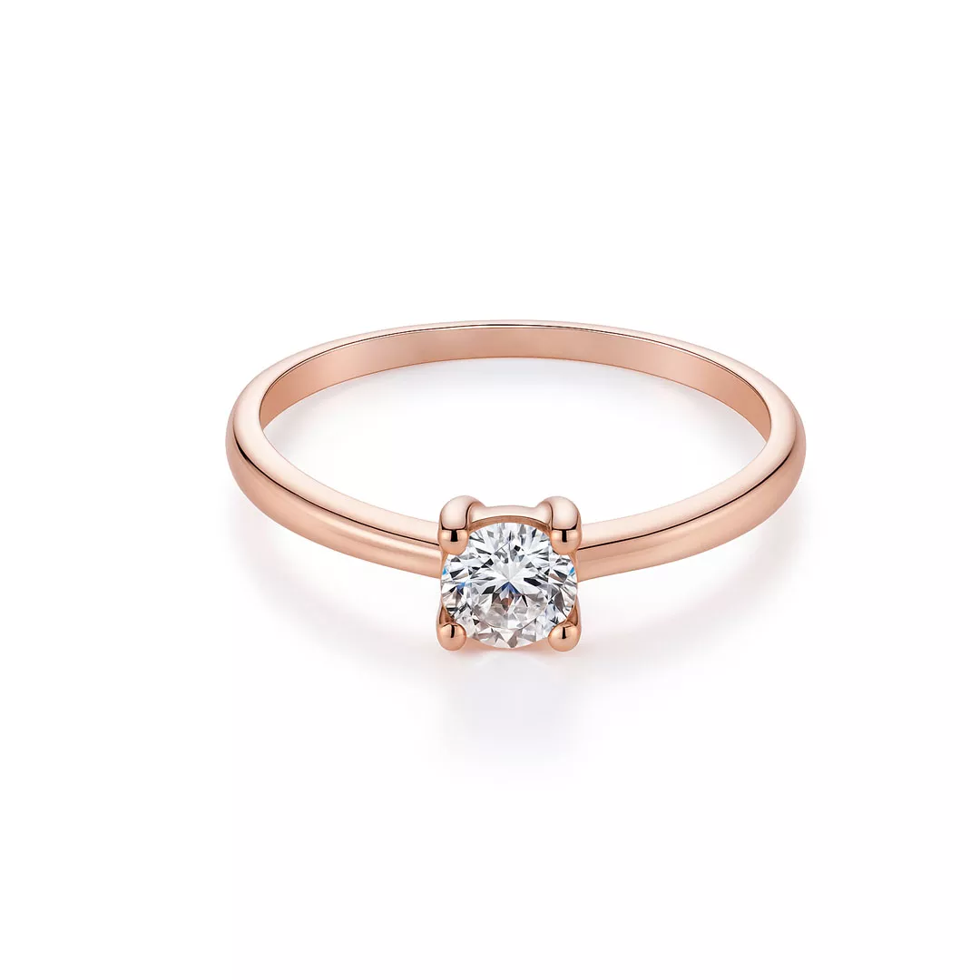 Inele - Inel Eva Nobile cu zircon, din aur roz de 14K, cellini.ro