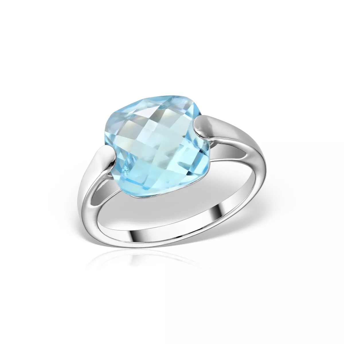 Inel Eva Nobile cu topaz, din aur alb de 18K