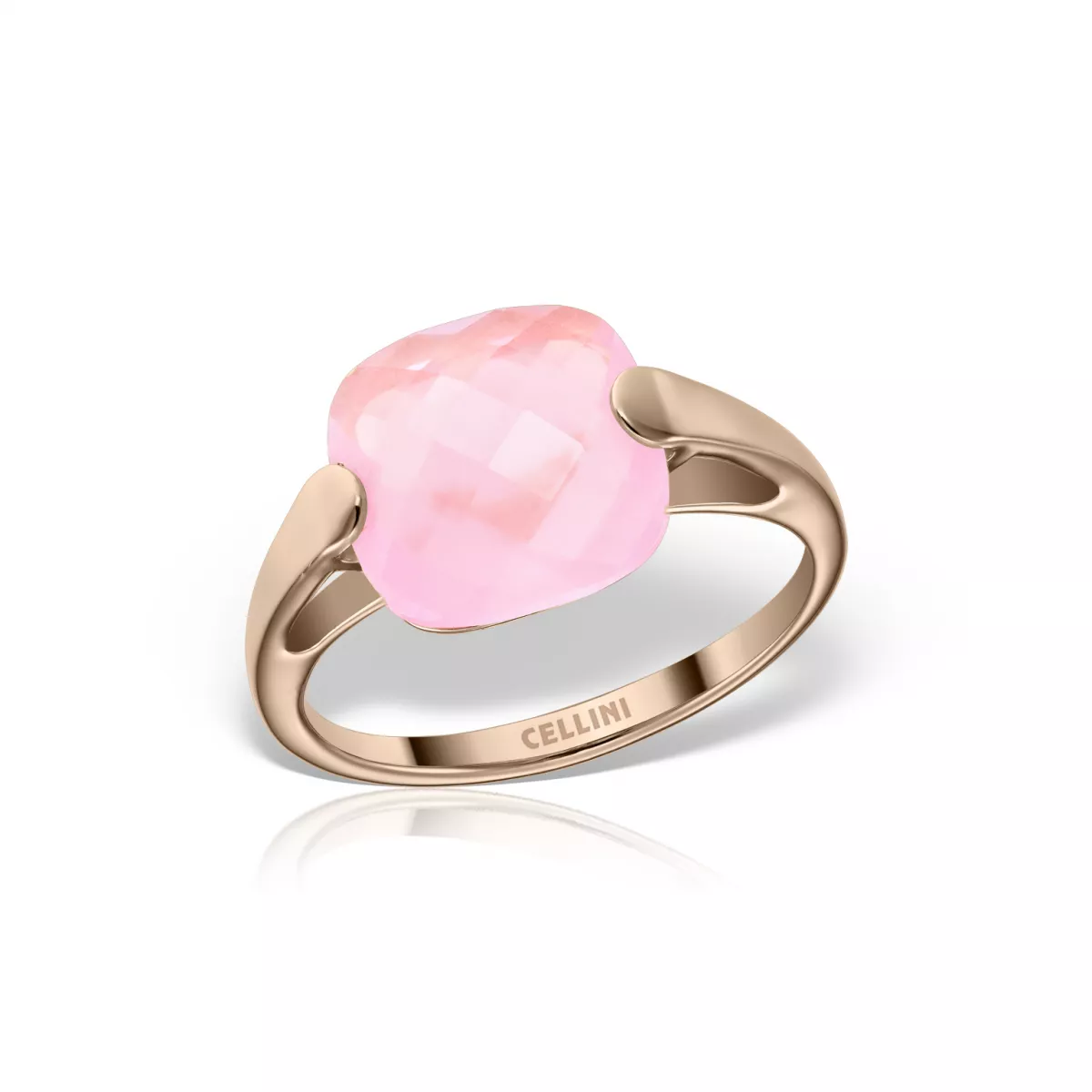 Inel  Eva Nobile cu quartz ros&eacute;, din aur roz de 18K