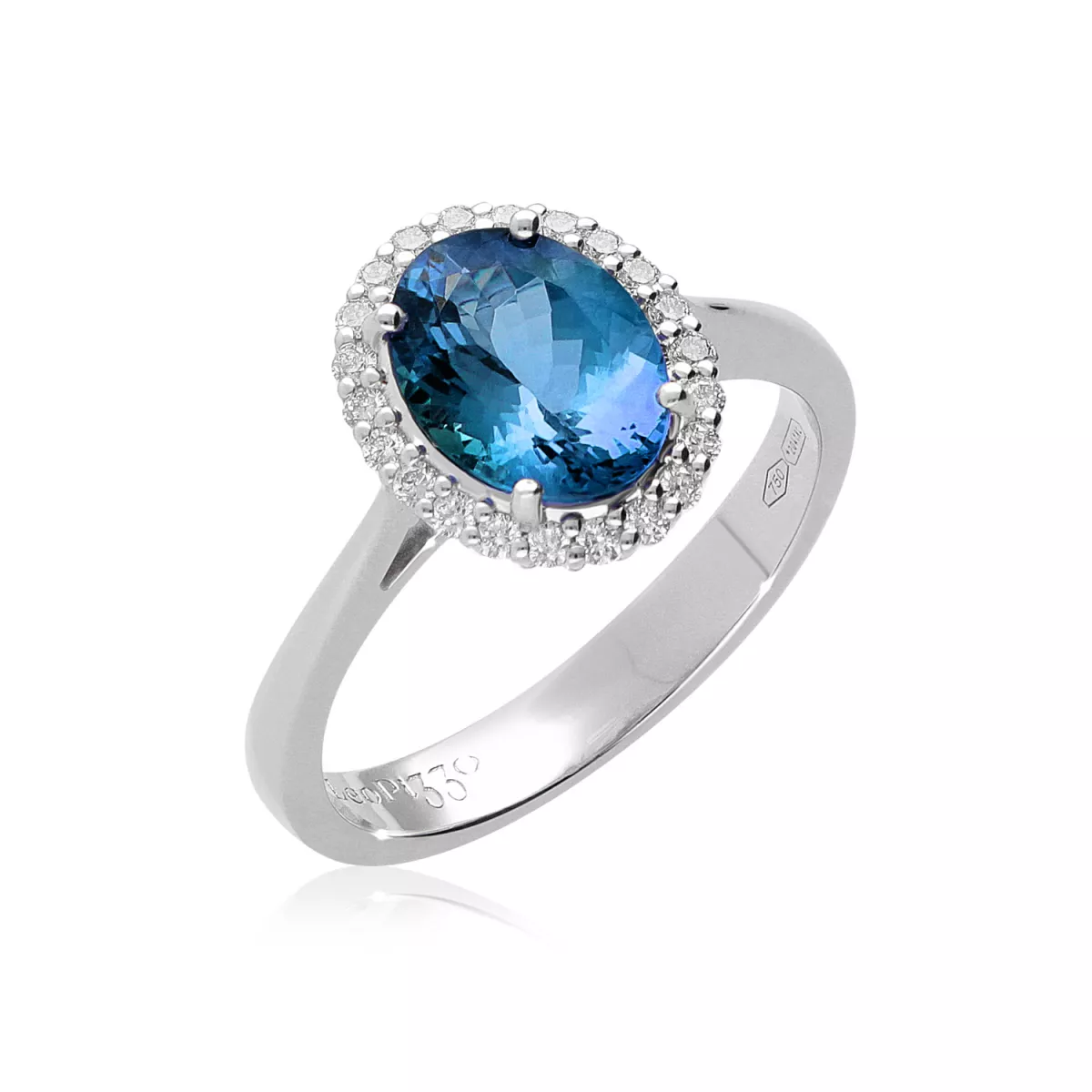 Inel  Leo Pizzo cu London topaz si diamant, din aur alb  de 18K