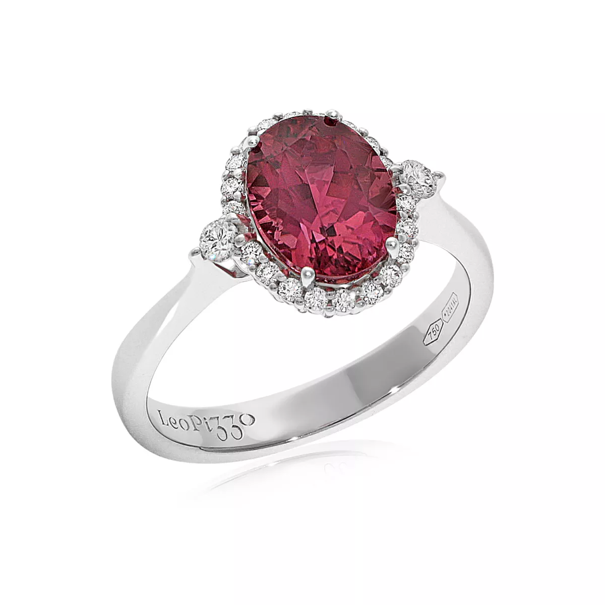 Inel  Leo Pizzo cu turmalina si diamante, din aur alb  de 18K