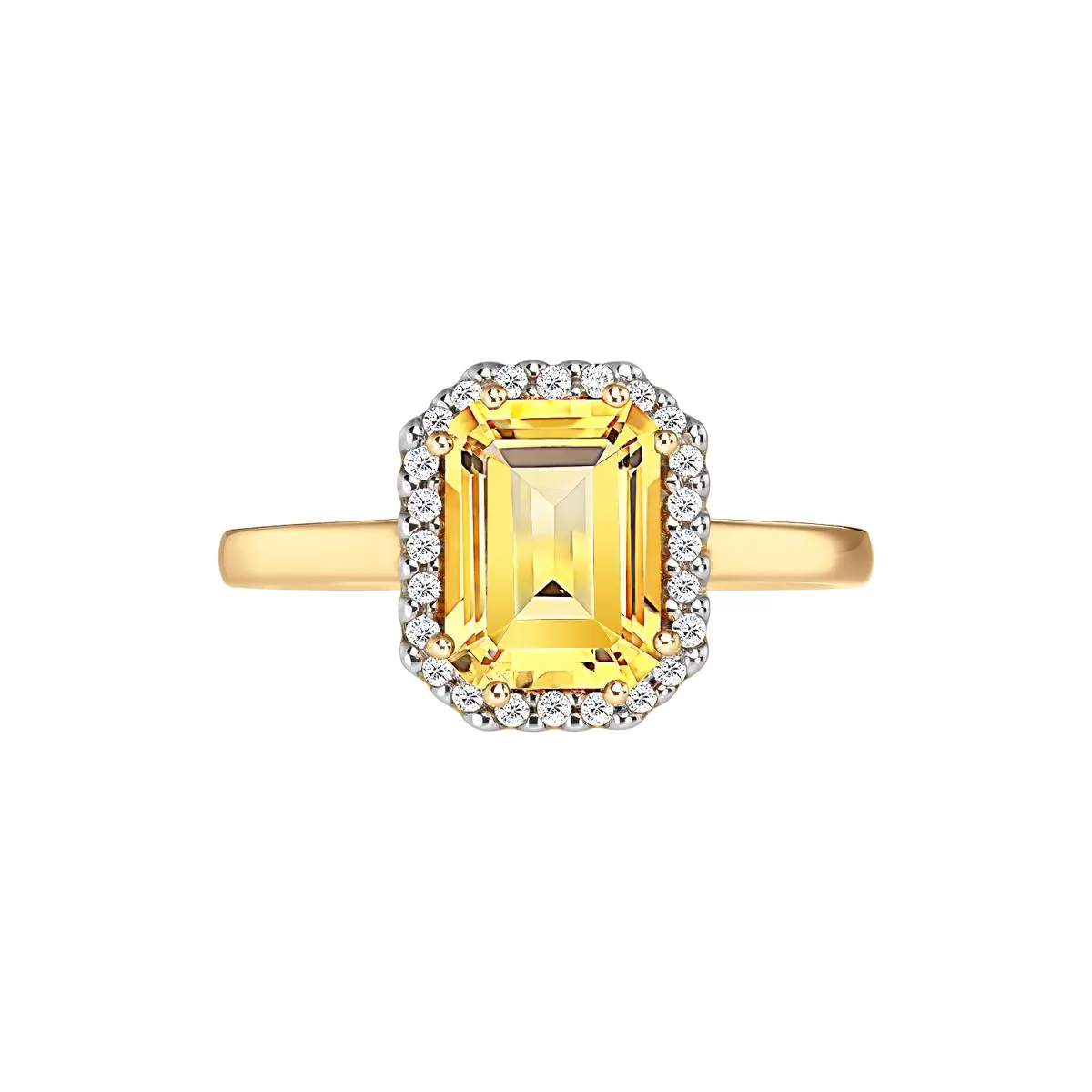 Inele - Inel Maria Granacci cu citrin si diamante, din aur galben de 18K, cellini.ro