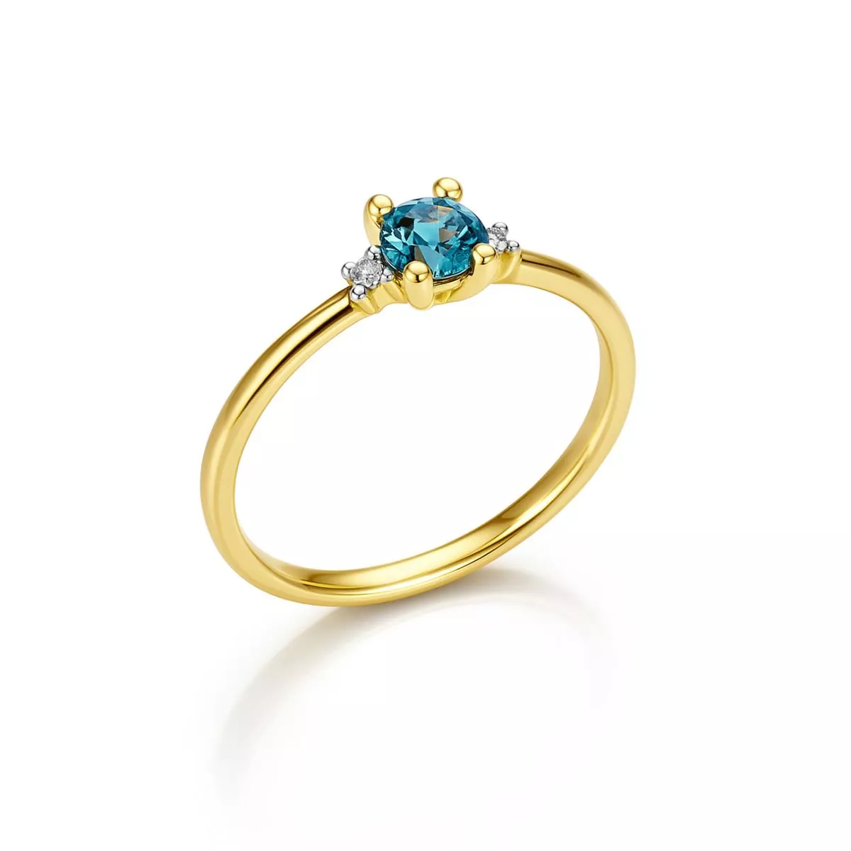 Inel Maria Granacci cu London topaz si diamant, din aur galben de 14K