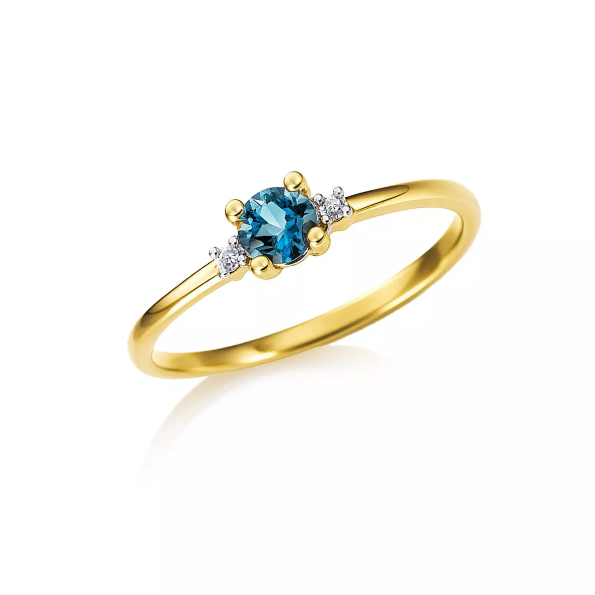 Inele - Inel Maria Granacci cu London topaz si diamant, din aur galben de 14K, cellini.ro