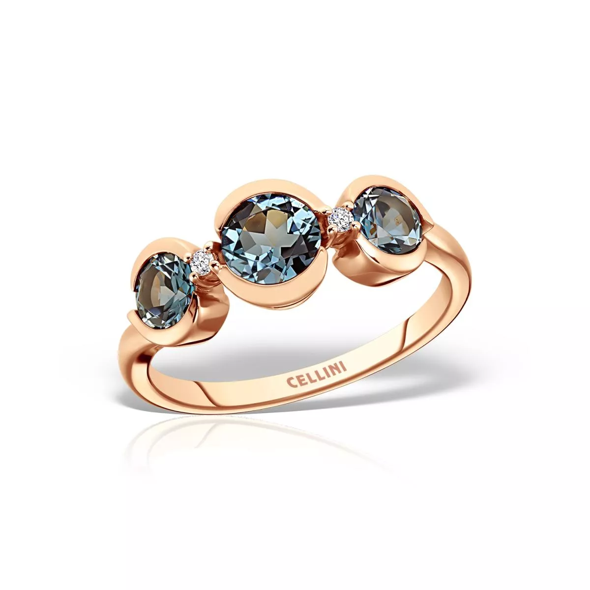 Inel Maria Granacci cu London topaz si diamante, din aur roz de 18K