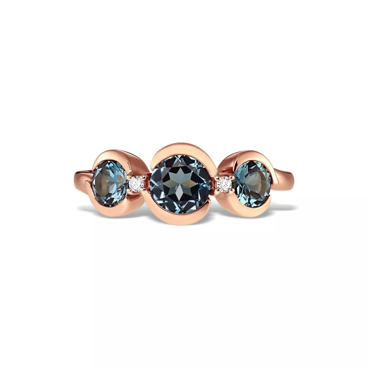 Inel Maria Granacci cu London topaz si diamante, din aur roz de 18K