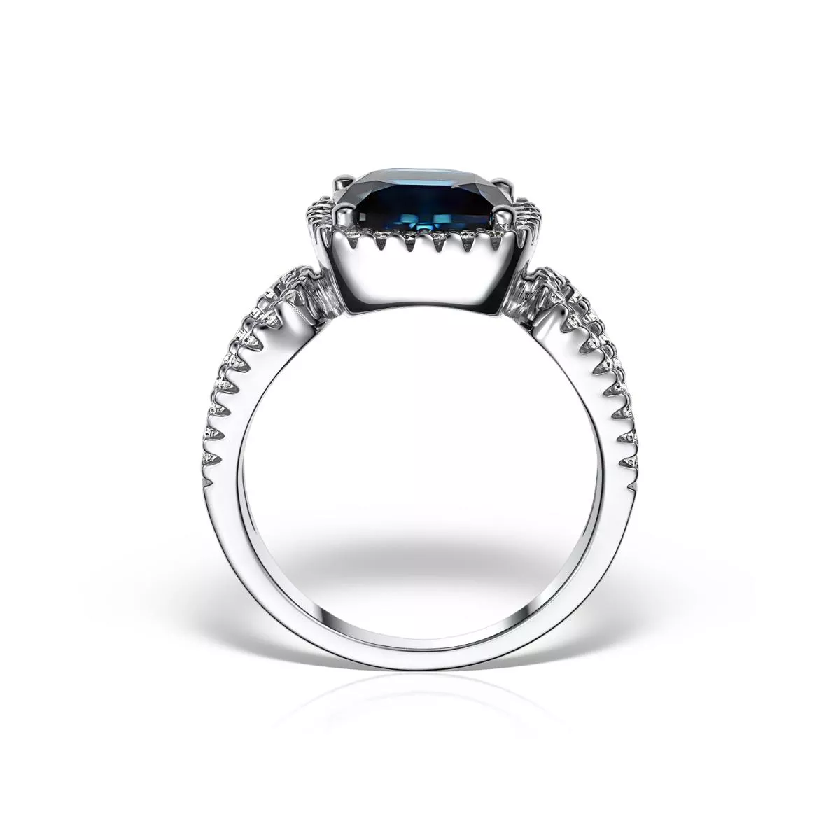 Inele - Inel Maria Granacci cu London topaz si diamante, din aur alb de 18K, cellini.ro