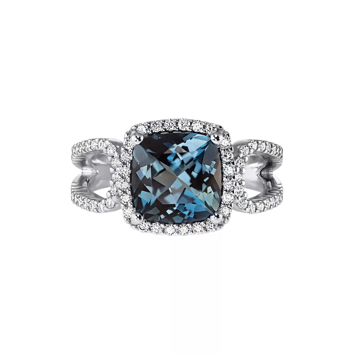 Inel Maria Granacci cu London topaz si diamante, din aur alb de 18K