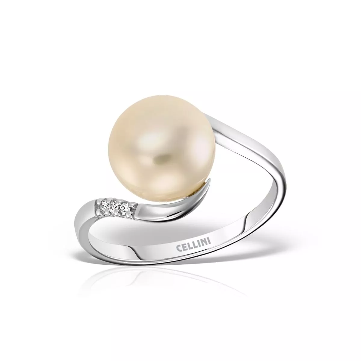Inel Maria Granacci cu perla si diamant, din aur alb de 14K