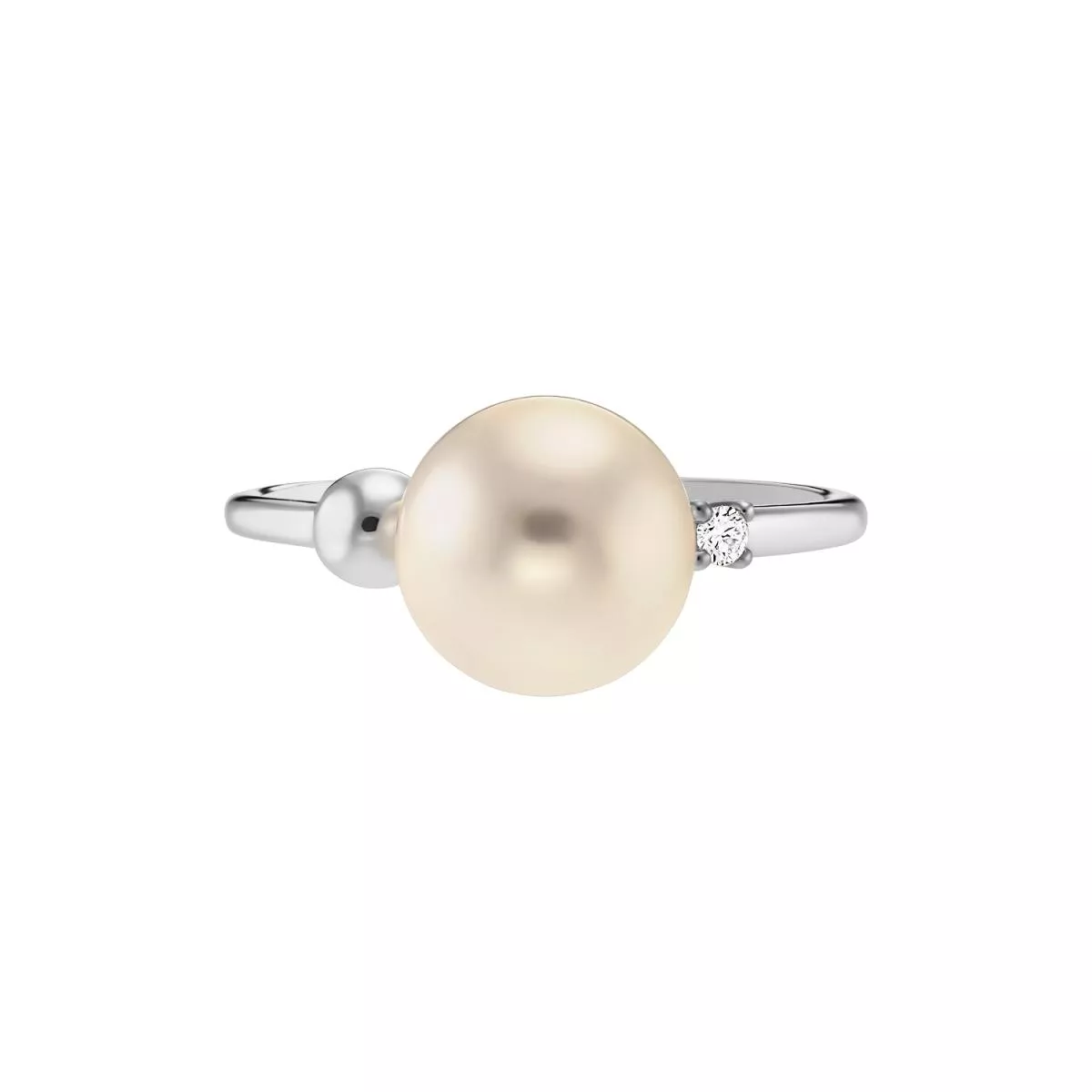 Inele - Inel Maria Granacci cu perla si diamant, din aur alb de 14K, cellini.ro