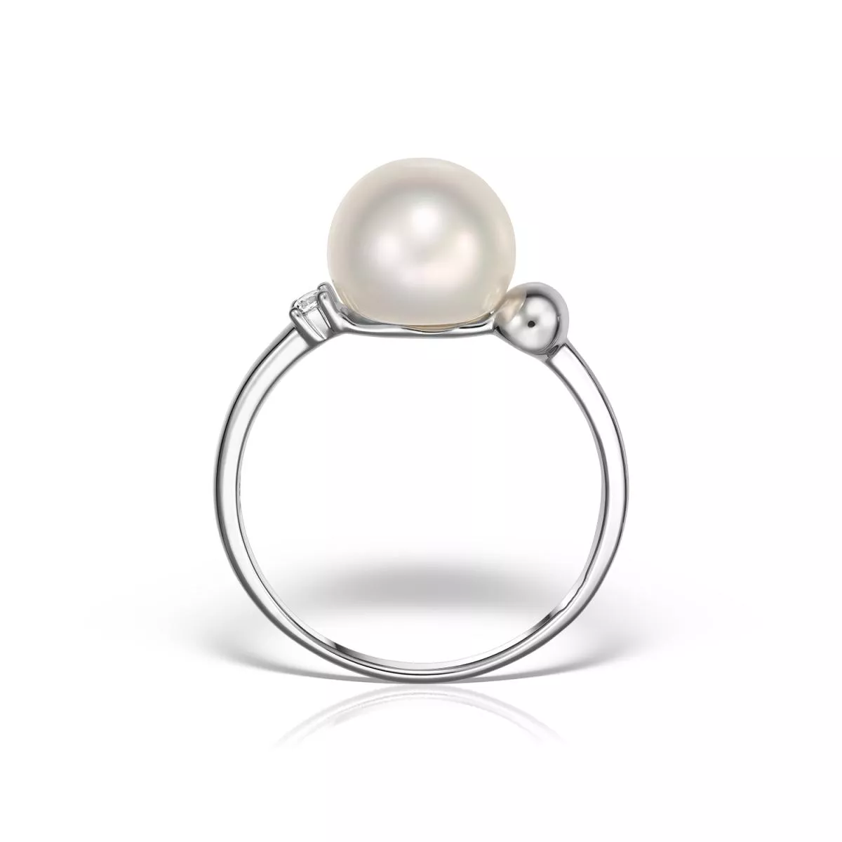 Inel Maria Granacci cu perla si diamant, din aur alb de 14K