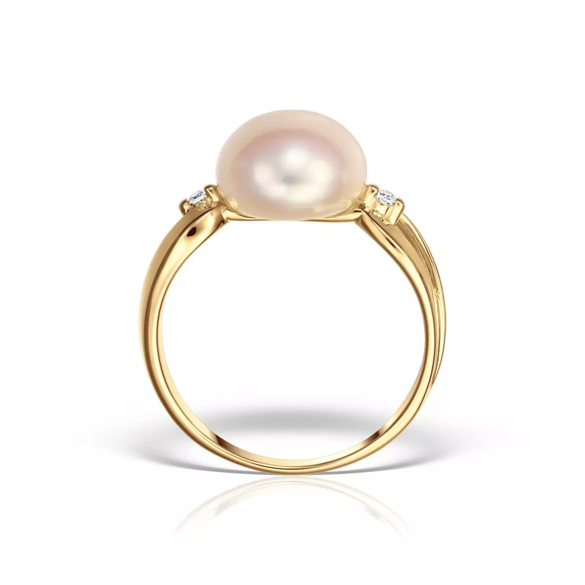 Inel Maria Granacci cu perla si diamant, din aur galben de 14K