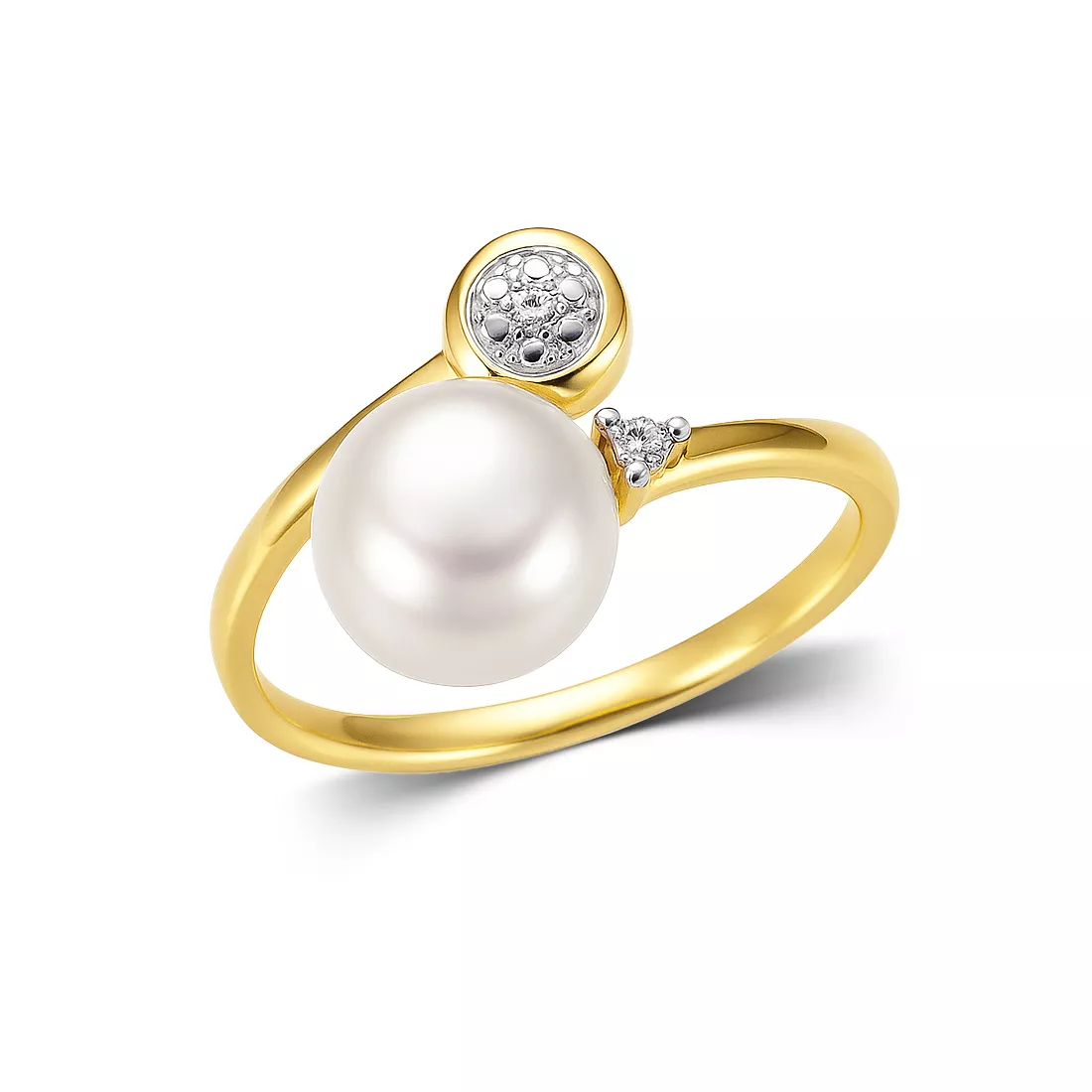 Inel Maria Granacci cu perla si diamant, din aur galben de 14K