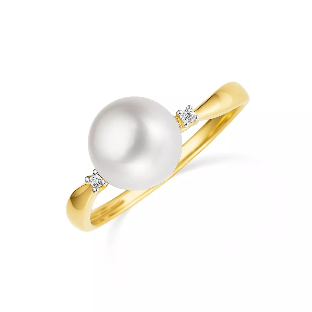 Inel Maria Granacci cu perla si diamant, din aur galben de 14K