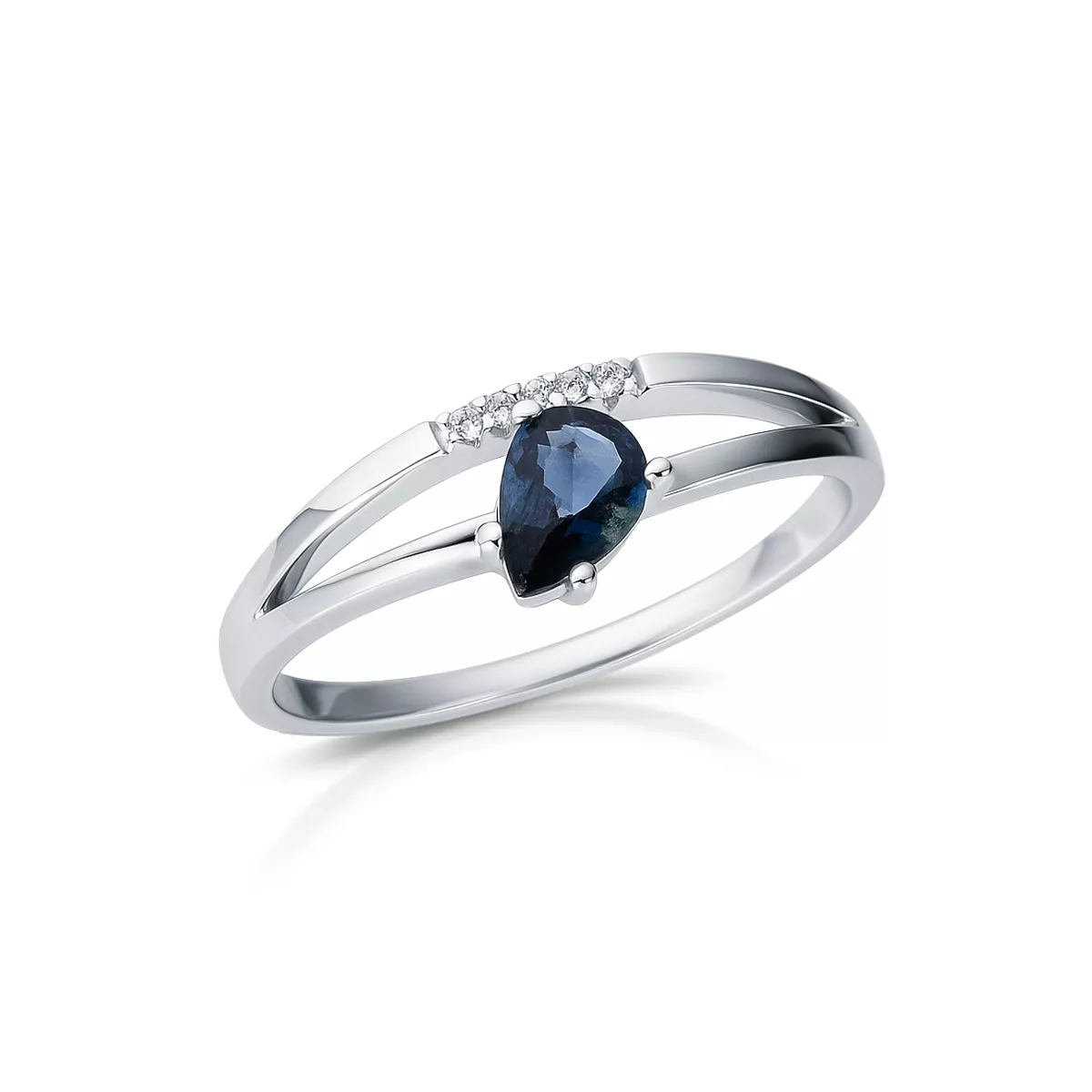 Inel Maria Granacci cu safir si diamant, din aur alb de 14K