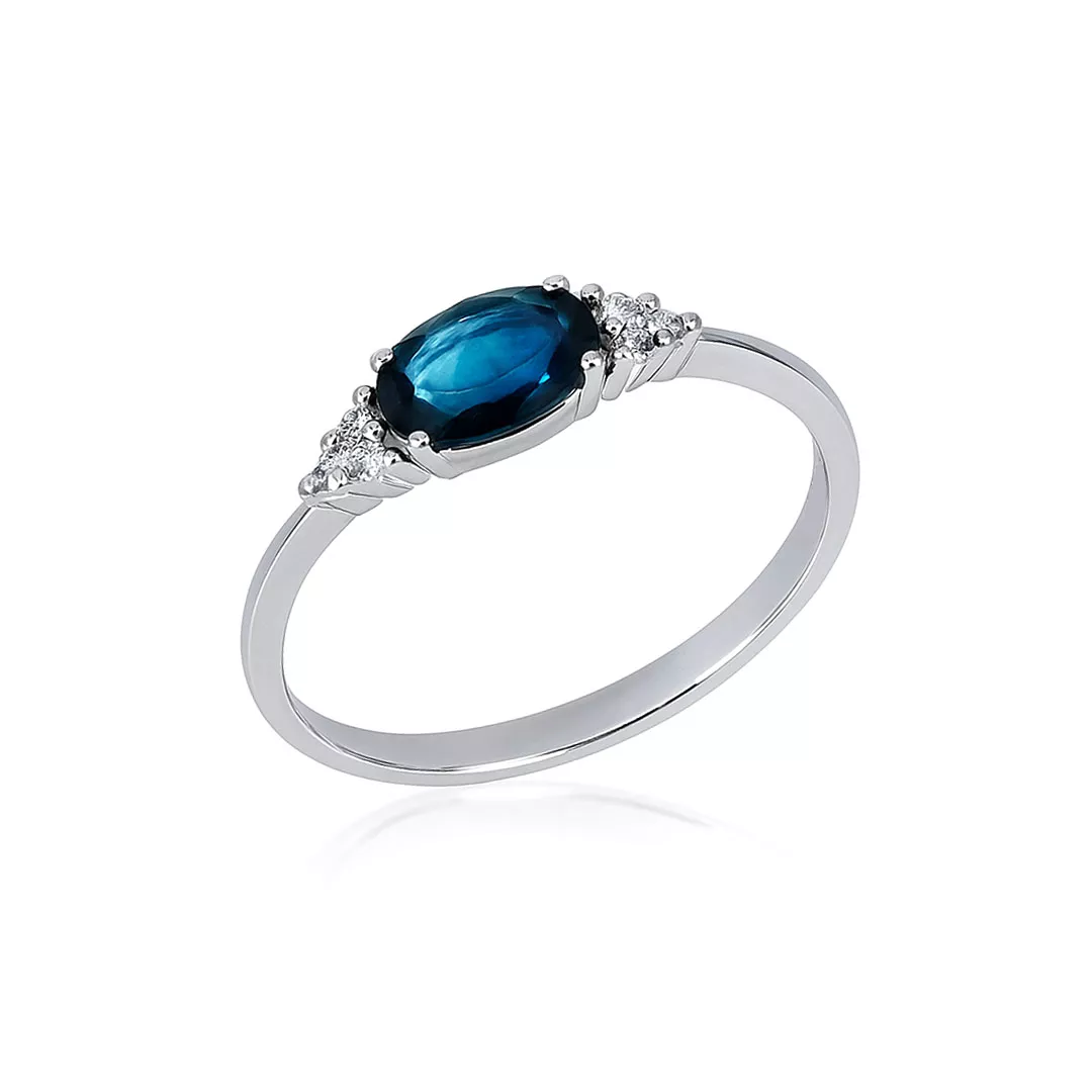 Inel Maria Granacci cu safir si diamant, din aur alb de 14K