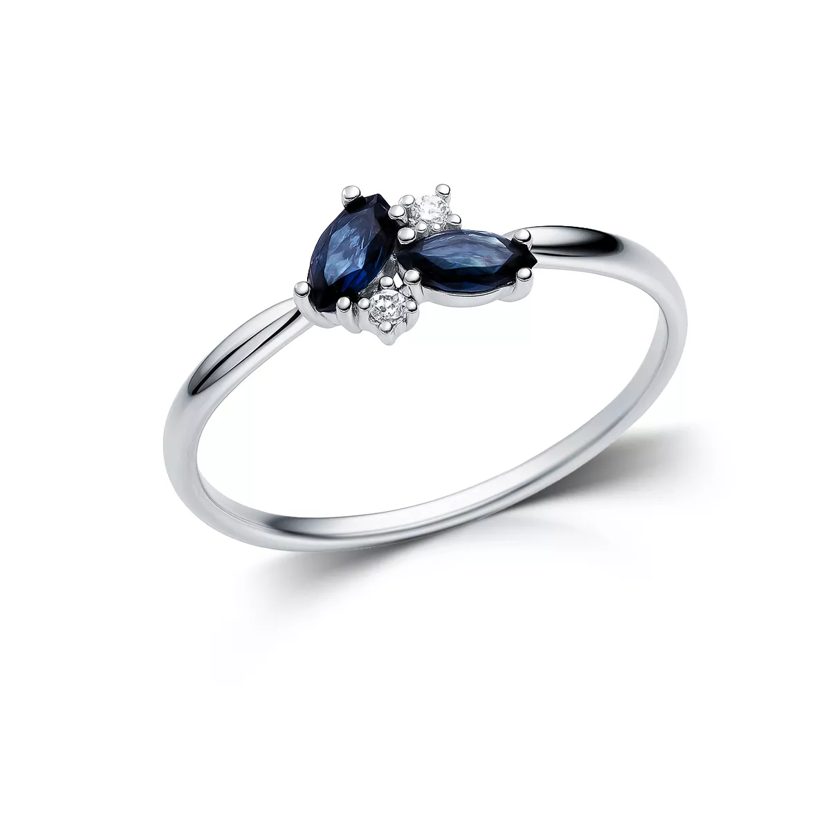 Inel Maria Granacci cu safir si diamant, din aur alb de 14K