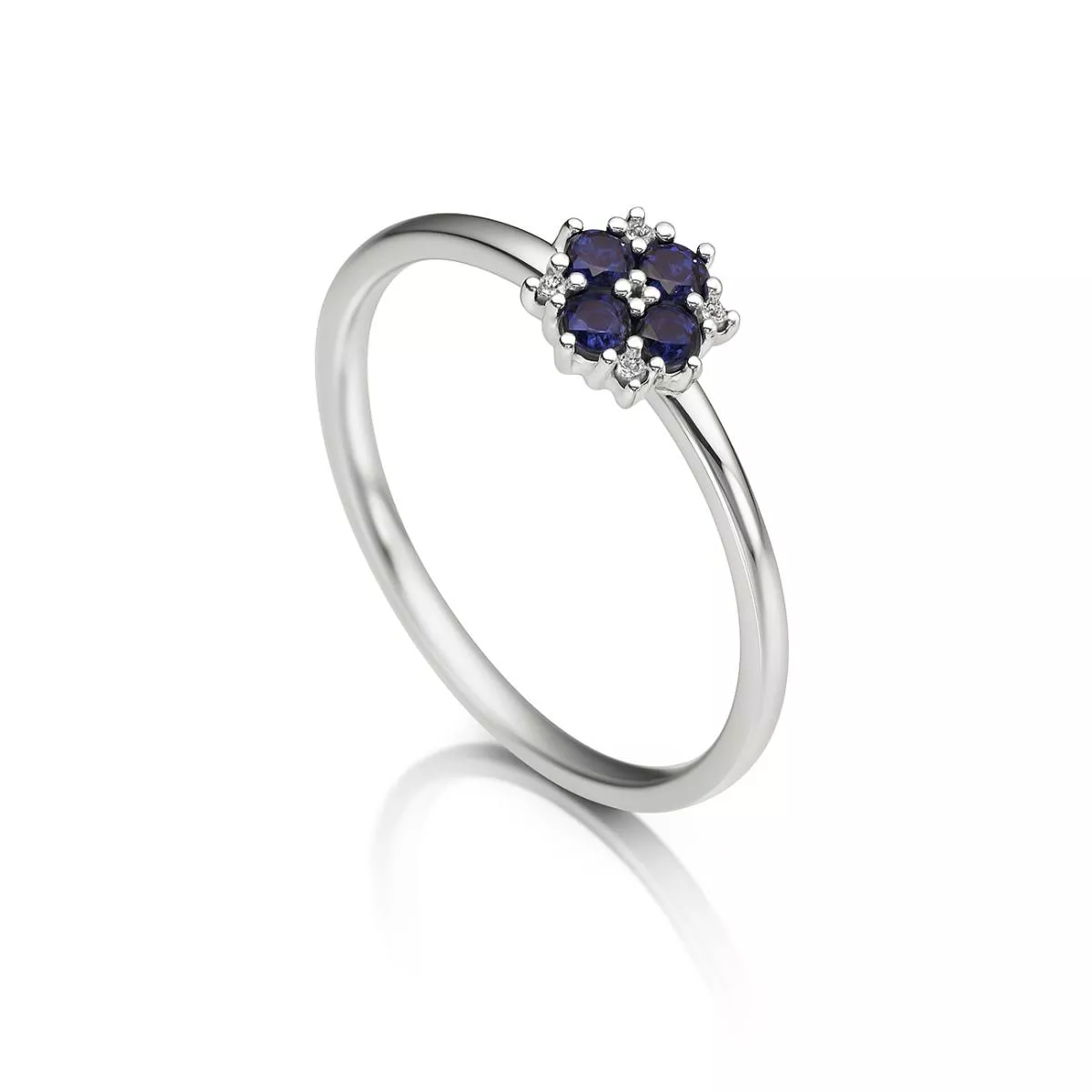 Inel Maria Granacci cu safir si diamant, din aur alb de 14K