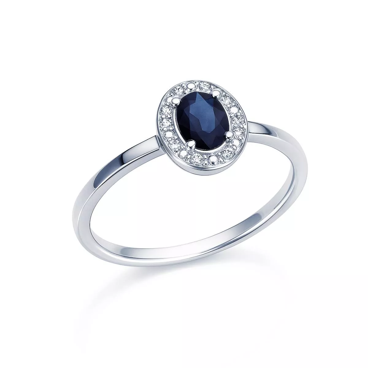 Inel Maria Granacci cu safir si diamant, din aur alb de 14K