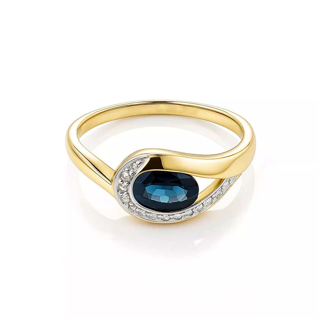 Inele - Inel Maria Granacci cu safir si diamant, din aur galben de 14K, cellini.ro