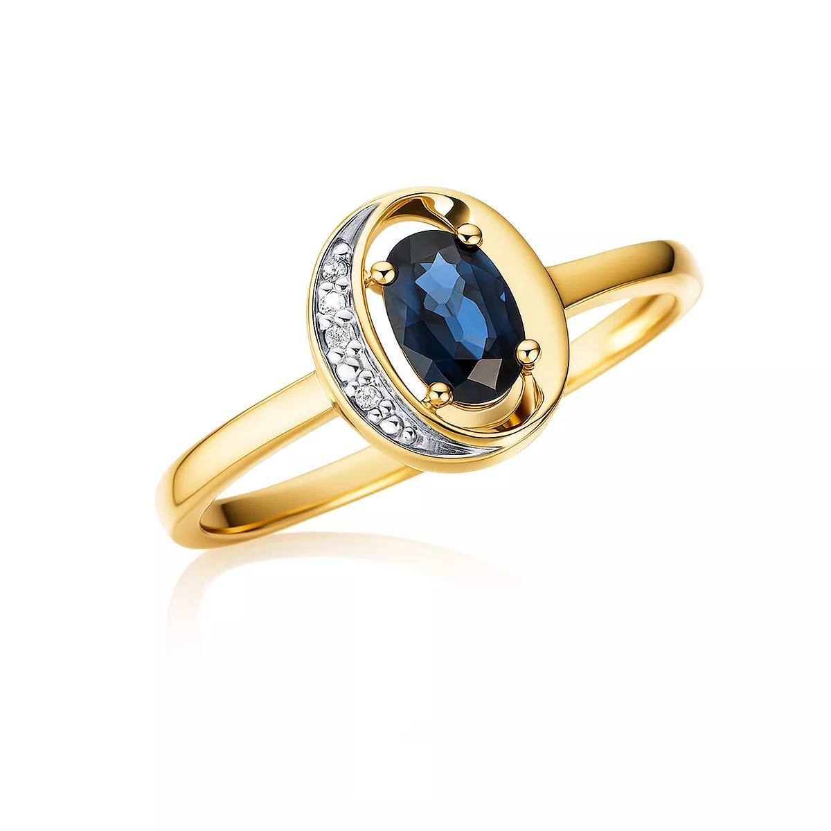 Inel Maria Granacci cu safir si diamant, din aur galben de 14K