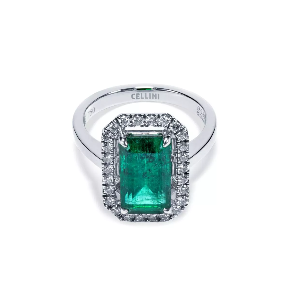 Inele - Inel  Maria Granacci cu smarald si diamante, din aur alb  de 18K, cellini.ro