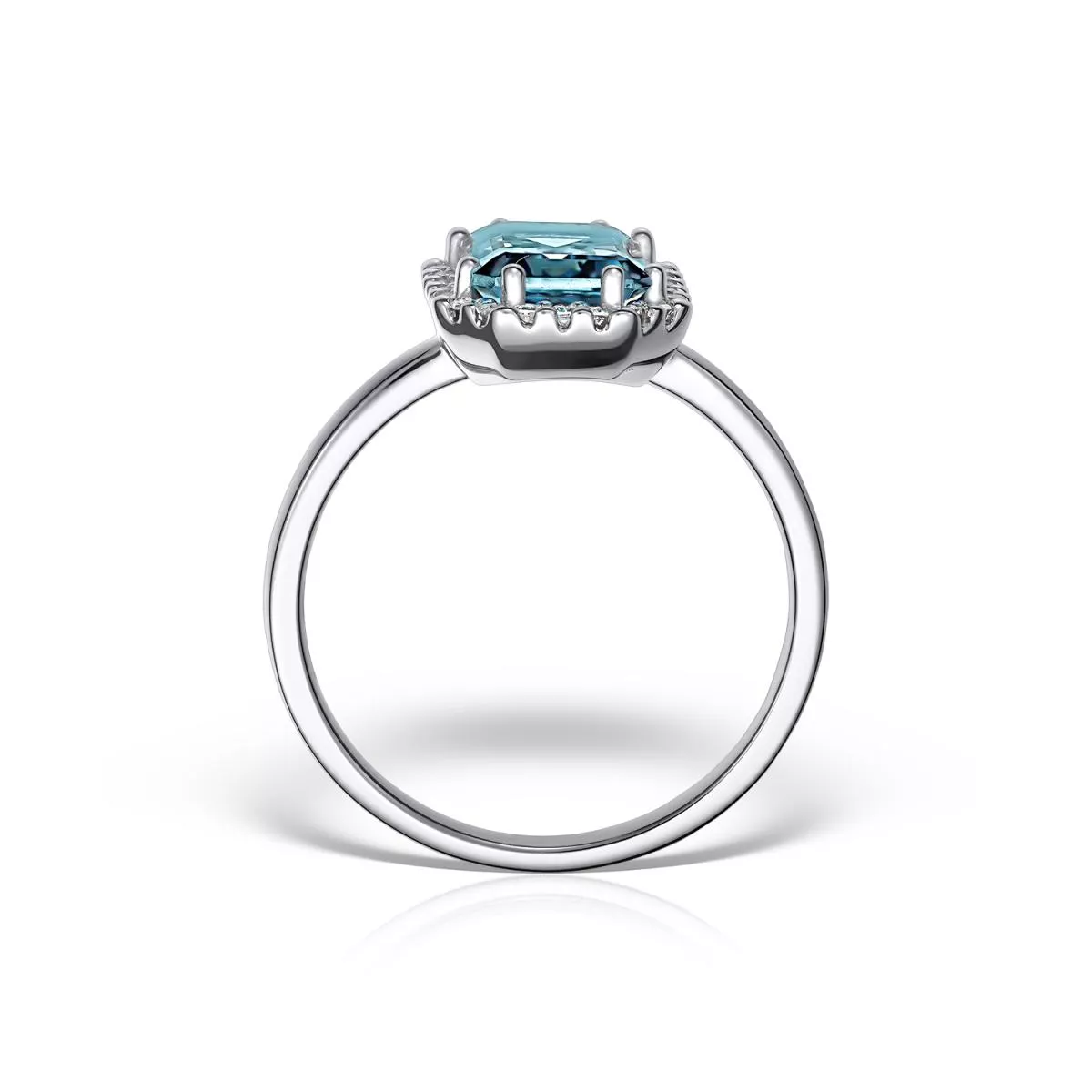 Inel Maria Granacci cu topaz si diamante, din aur alb de 18K