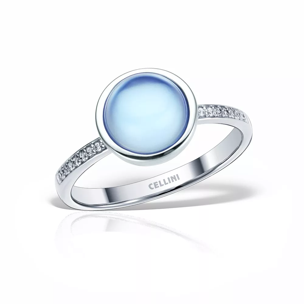 Inel Maria Granacci cu topaz si diamante, din aur alb de 18K