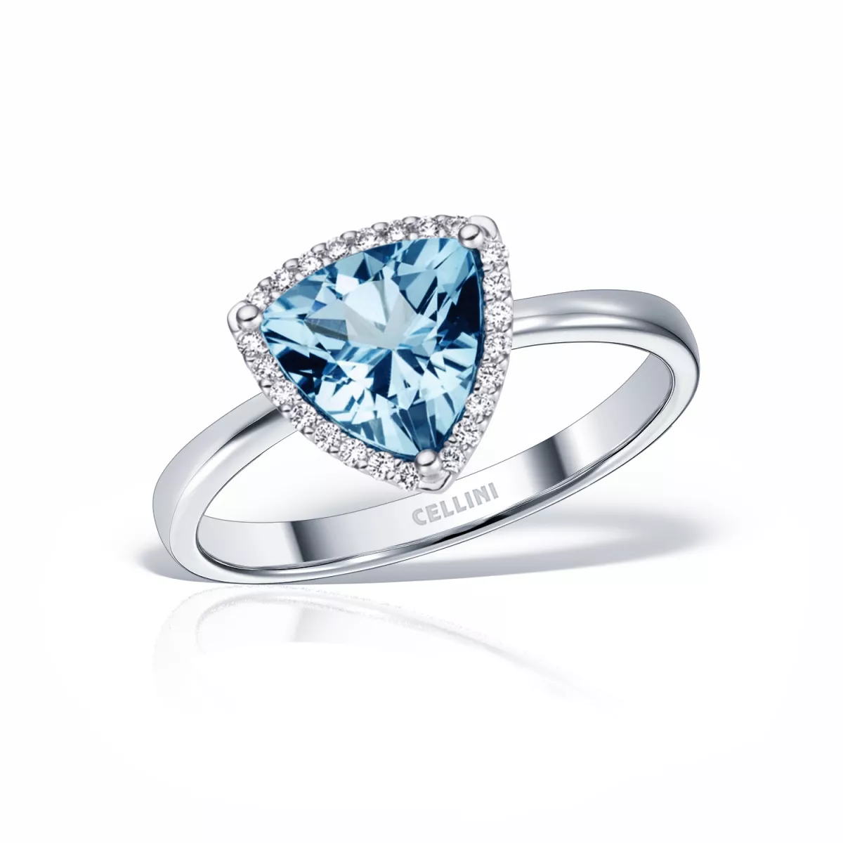 Inel Maria Granacci cu topaz si diamant, din aur alb de 18K