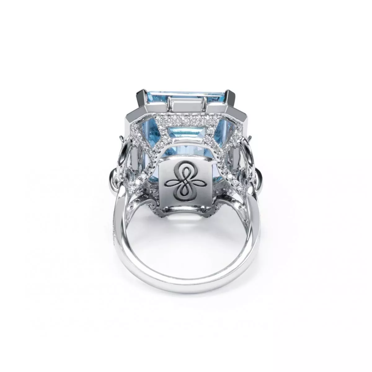 Inel World Henri Maillardet cu aquamarin si diamant, din aur alb de 18K