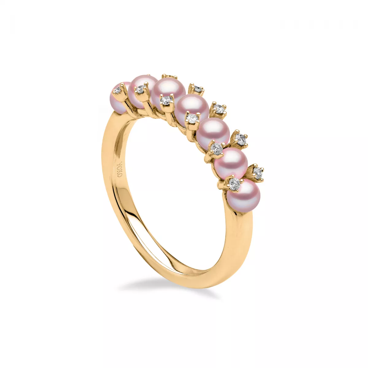 Inel  Yoko London cu perle si diamante, din aur galben de 18K