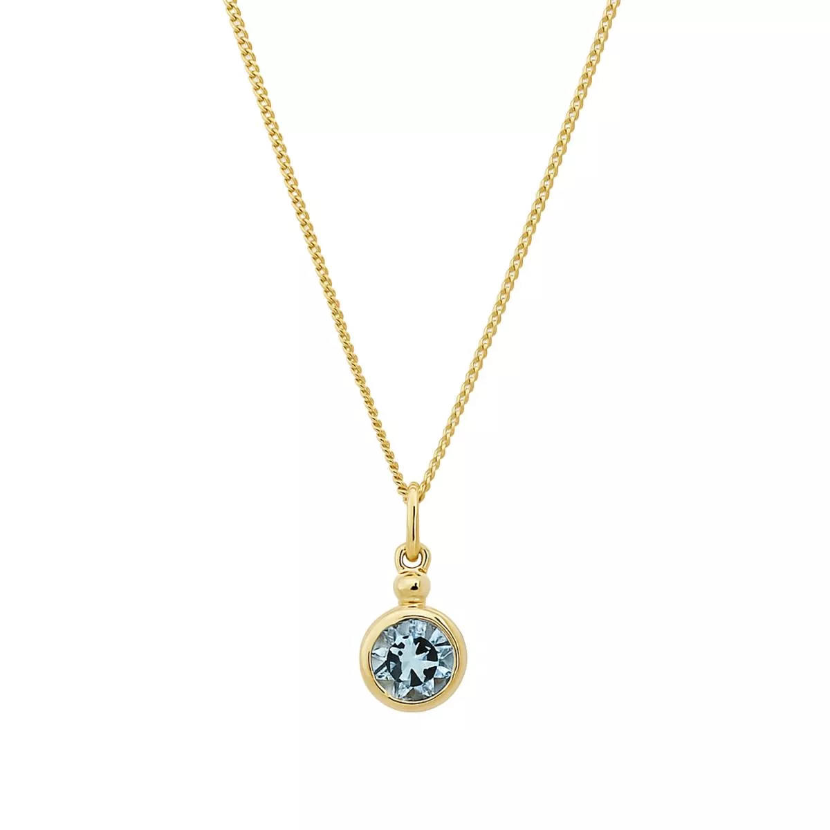 Lant cu pandantiv Eva Nobile cu bleu topaz, din aur galben de 14K