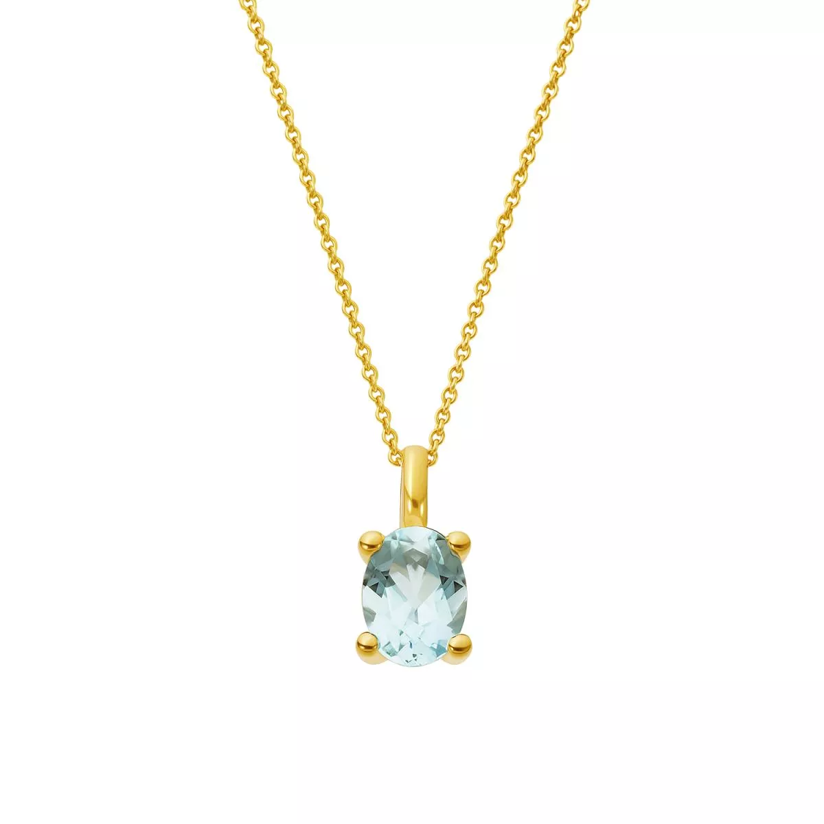 Lant cu pandantiv Eva Nobile cu blue topaz, din aur galben de 14K
