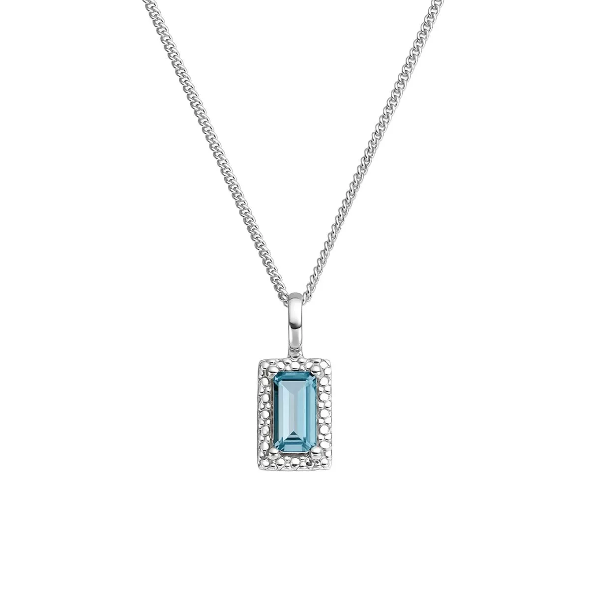 Lant cu pandantiv Eva Nobile cu London topaz, din aur alb de 14K