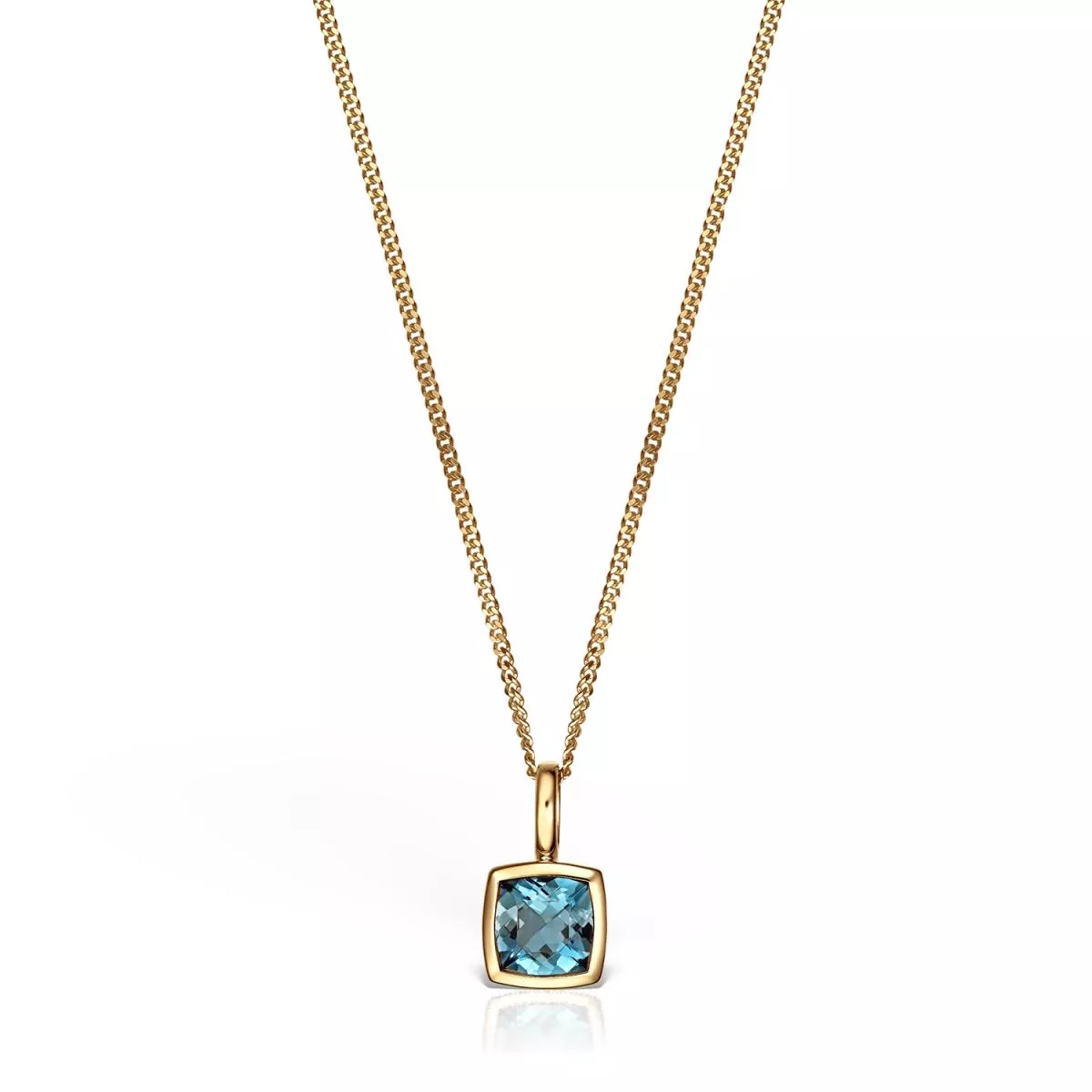 Lant cu pandantiv Eva Nobile cu London topaz, din aur galben de 14K